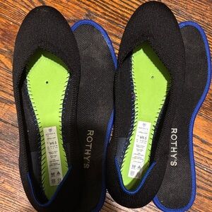 Rothy's Black Flats with Blue Accents